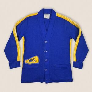 Vintage 60s High School Cheerleader Cardigan Varsity Sweater Dallas Knitting